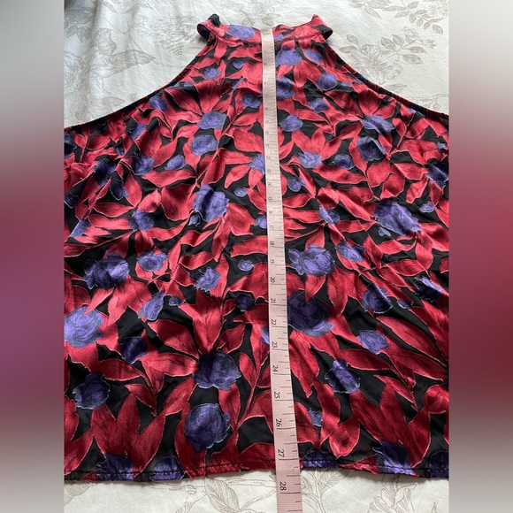 Worthington High Neck Sleeveless Red Floral Burnout Blouse Top 3X Whimsigoth Y2K - Picture 8 of 8